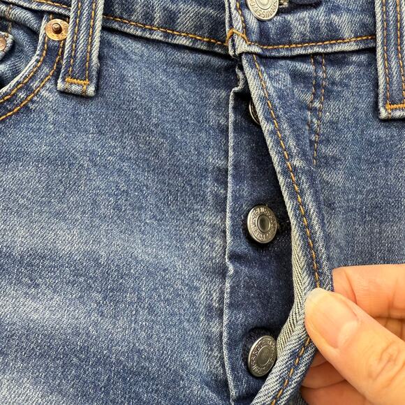 Levi's Jeans Women's 29 (size 8) Blue Wedgie Skinny Button Fly Distressed EUC - Picture 6 of 15